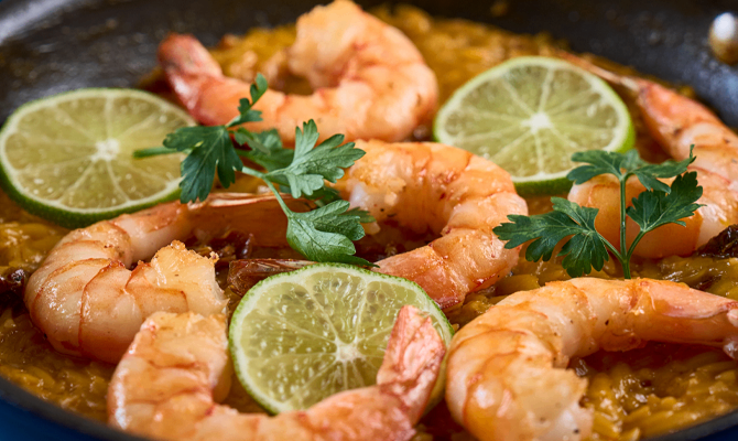 Orzo de langostinos con Fondo de Mar