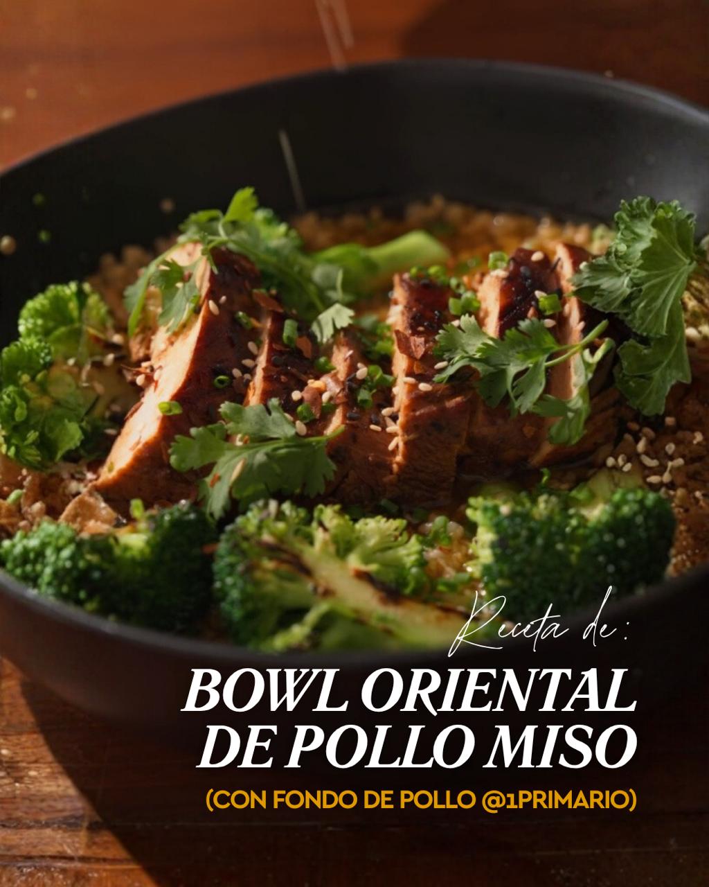 Bowl oriental de pollo al miso con fondo de pollo Primario