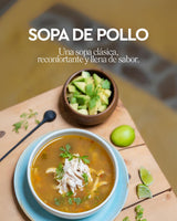 Sopa de pollo casera con fondo de pollo Primario